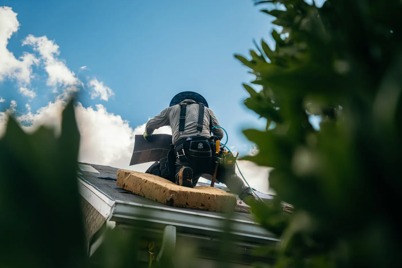 Emergency tarping on a Beech Grove roof